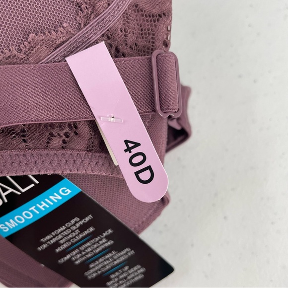 NWT Bali 40D Smoothing Lace Plum Foam Cup Stretch Adjustable Straps Back Bra - Picture 8 of 12